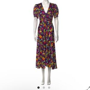 Saloni Purple Flower Print Dress | size 6 US | 10 UK